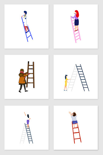 爬梯子绘画-爬梯子简笔画图片